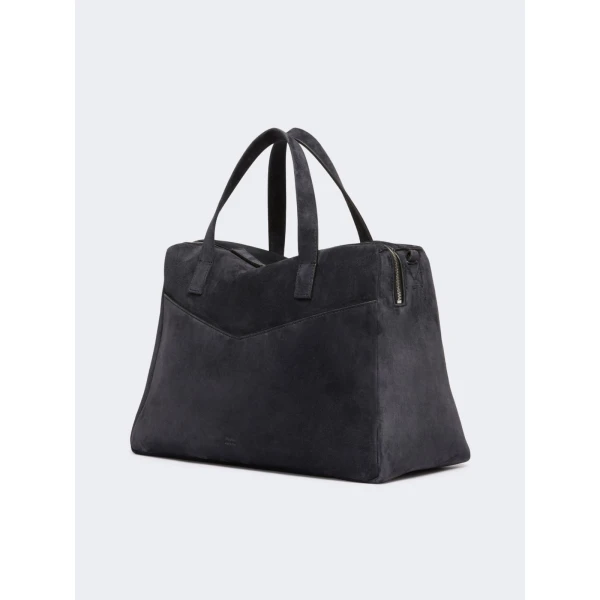Max Mara Extra-Large Split Leather Shoulder Bag in Dark Grey | Shoulder & Crossbody Bags | Luxury Shoes 