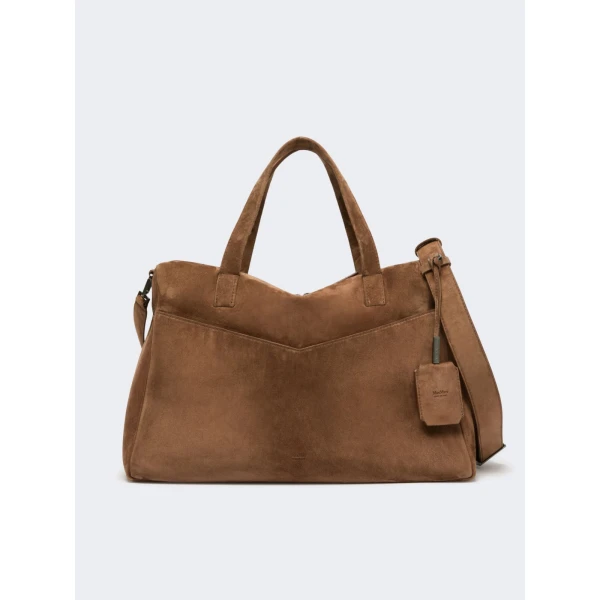 Max Mara Extra-Large Split Leather Shoulder Bag in Hazelnut Brown | Shoulder & Crossbody Bags | Luxury Shoes 