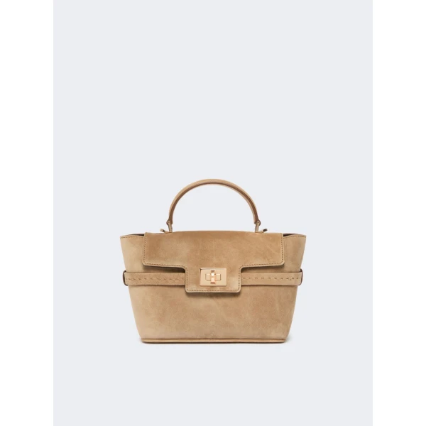 Max Mara Extra Small Margaux Suede Handbag in Beige | Mini Bags | Luxury Shoes 