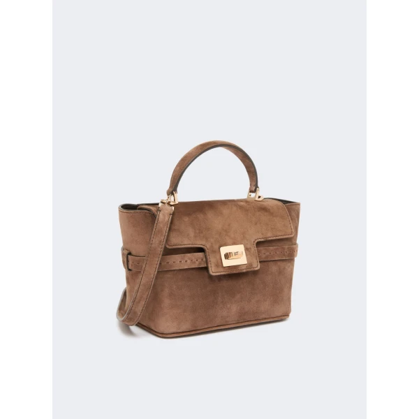 Max Mara Extra Small Margaux Suede Handbag in Brown | Mini Bags | Luxury Shoes 