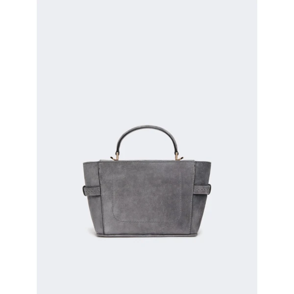 Max Mara Extra Small Margaux Suede Handbag in Medium Grey | Mini Bags | Luxury Shoes 