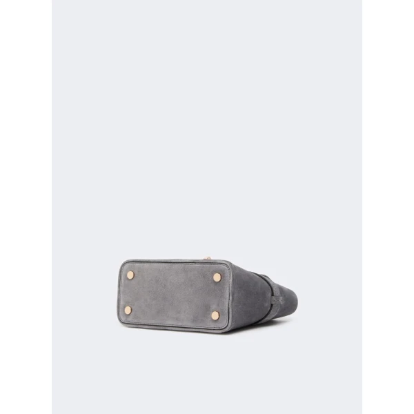 Max Mara Extra Small Margaux Suede Handbag in Medium Grey | Mini Bags | Luxury Shoes 