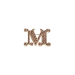 Max Mara Facella Crystal Monogram Brooch in Camel | Brooches & Pins | Luxury Shoes 