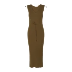 Max Mara Fado Rib-Knit Cotton and Viscose Dress in Mud | Maxi Dresses | Luxury Shoes 