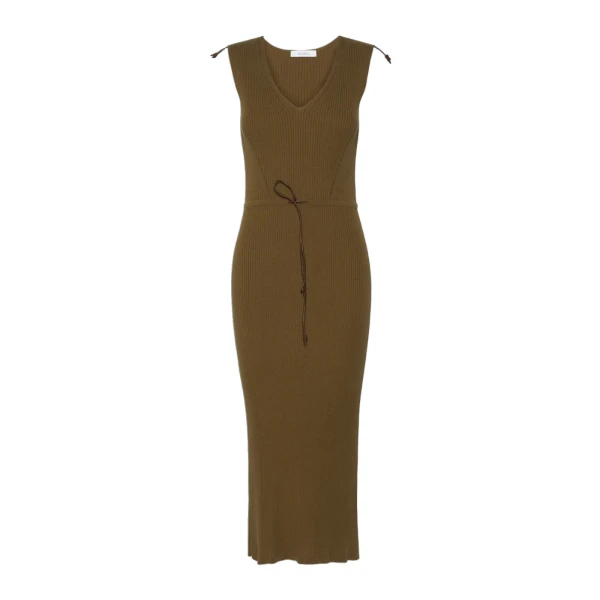 Fado Rib-Knit Cotton and Viscose Dress in Mud