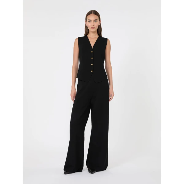 Max Mara Faida Viscose Crepe Knit Trousers in Black | Tailored pants | Luxury Shoes 