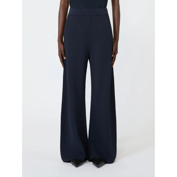 Max Mara Faida Viscose Crepe Knit Trousers in Ultramarine | Tailored pants | Luxury Shoes 