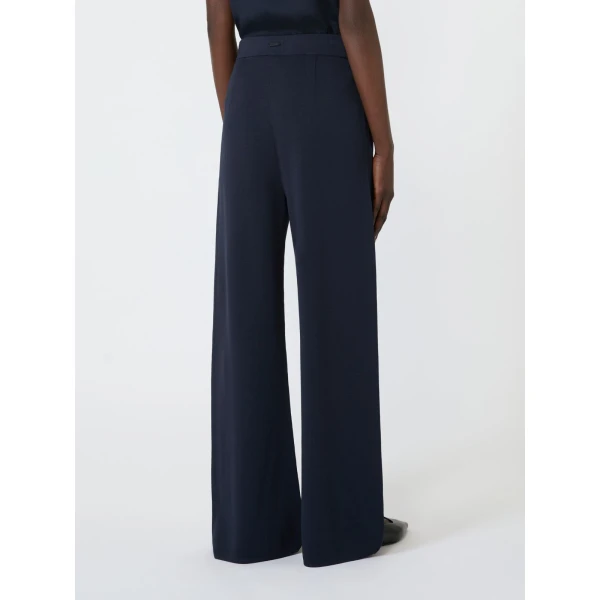 Max Mara Faida Viscose Crepe Knit Trousers in Ultramarine | Tailored pants | Luxury Shoes 