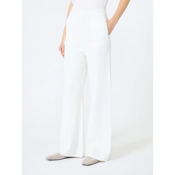 Max Mara Faida Viscose Crepe Knit Trousers in White | Tailored pants | Luxury Shoes 