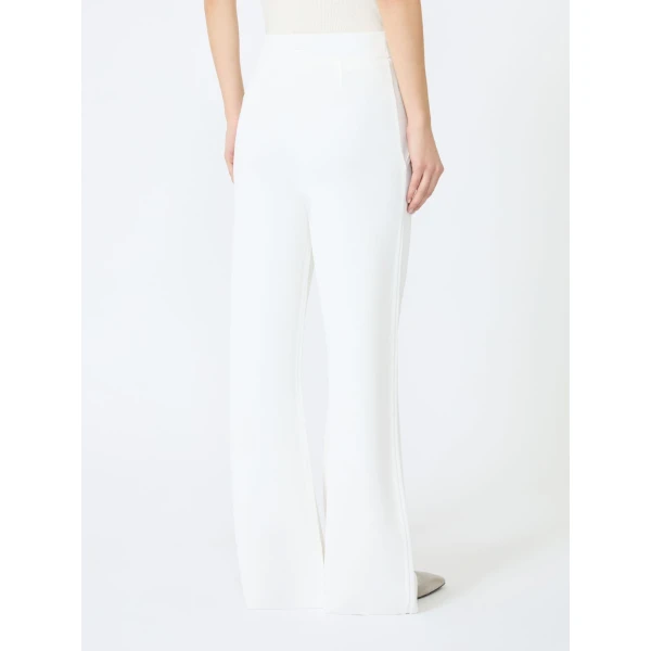 Max Mara Faida Viscose Crepe Knit Trousers in White | Tailored pants | Luxury Shoes 