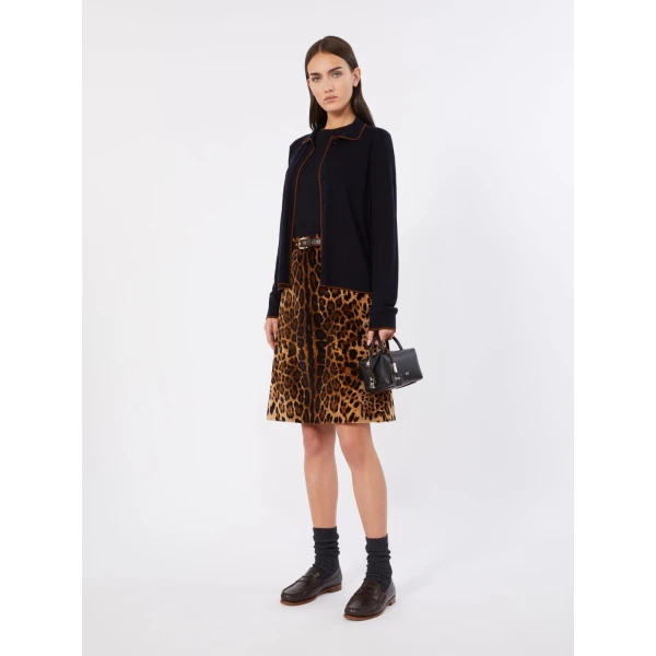 Max Mara Falange Flared Printed Velvet Mini Skirt in Brown | Mini Skirts | Luxury Shoes 