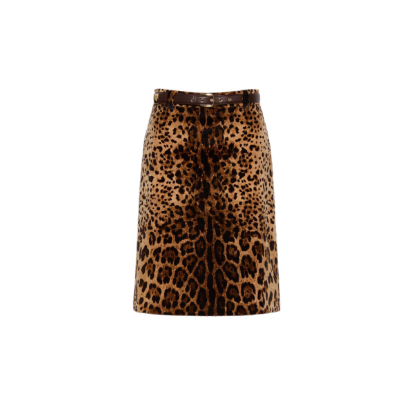 Max Mara Falange Flared Printed Velvet Mini Skirt in Brown | Mini Skirts | Luxury Shoes 