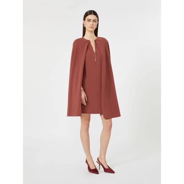 Max Mara Falange Short Cady Cape Dress in Antique Rose | Mini Dresses | Luxury Shoes 