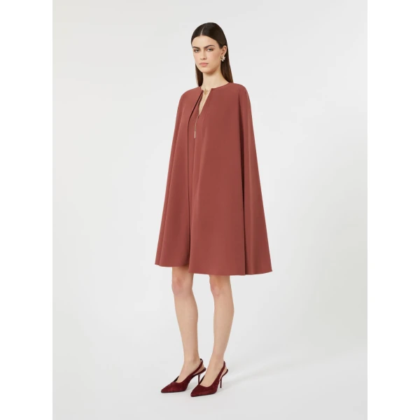 Max Mara Falange Short Cady Cape Dress in Antique Rose | Mini Dresses | Luxury Shoes 