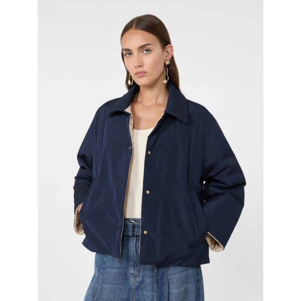 Max Mara Falena Reversible Padded Taffeta Jacket in Navy | Jackets | Luxury Shoes 