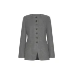 Max Mara Falla Cashmere Crew-Neck Jacket in Dark Grey | Blazers | Luxury Shoes 