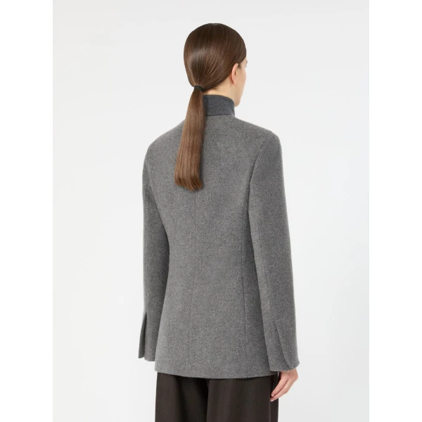 Max Mara Falla Cashmere Crew-Neck Jacket in Dark Grey | Blazers | Luxury Shoes 