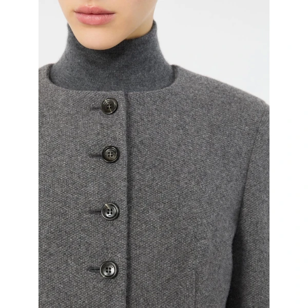Max Mara Falla Cashmere Crew-Neck Jacket in Dark Grey | Blazers | Luxury Shoes 