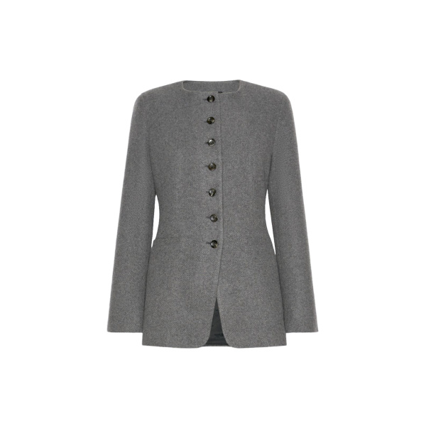 Max Mara Falla Cashmere Crew-Neck Jacket in Dark Grey | Blazers | Luxury Shoes 