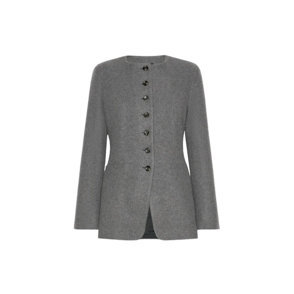 Max Mara Falla Cashmere Crew-Neck Jacket in Dark Grey | Blazers | Luxury Shoes 