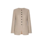 Max Mara Falla Cashmere Crew-Neck Jacket in Sand | Blazers | Luxury Shoes 