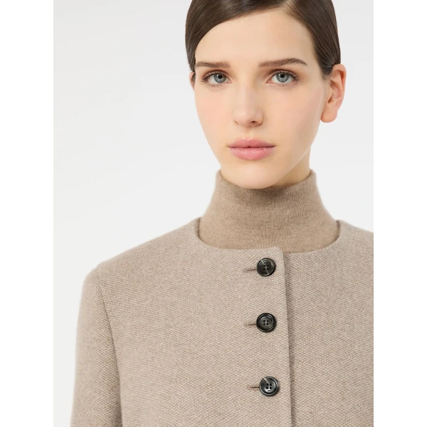 Max Mara Falla Cashmere Crew-Neck Jacket in Sand | Blazers | Luxury Shoes 