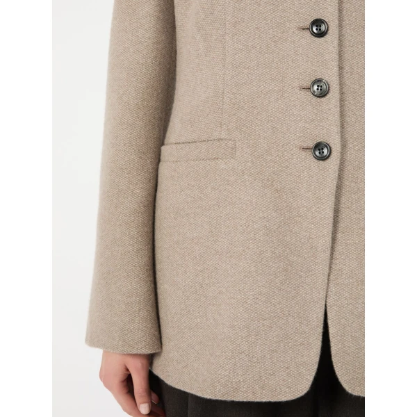 Max Mara Falla Cashmere Crew-Neck Jacket in Sand | Blazers | Luxury Shoes 