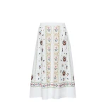 Max Mara Falla Long Embroidered Cotton Skirt in White | Maxi Skirts | Luxury Shoes 
