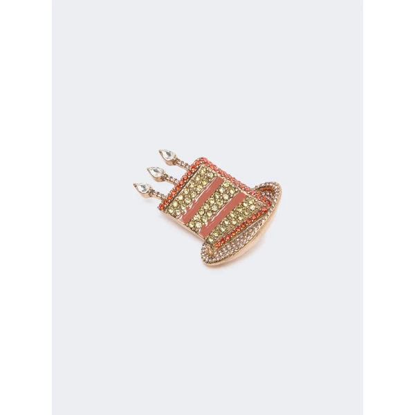 Max Mara Falla Rhinestone Brooch in Antique Rose | Brooches & Pins | Luxury Shoes 