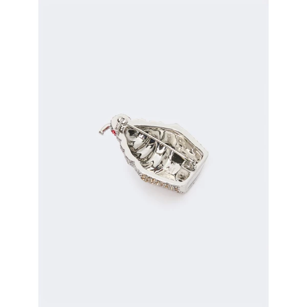 Max Mara Falla Rhinestone Brooch in Ivory | Brooches & Pins | Luxury Shoes 