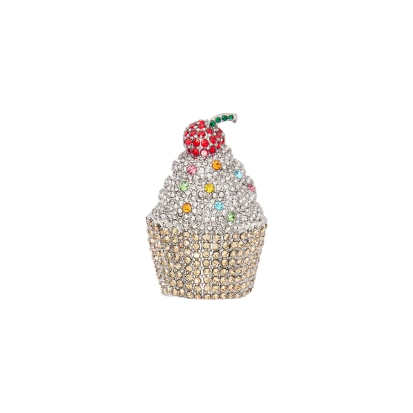 Max Mara Falla Rhinestone Brooch in Ivory | Brooches & Pins | Luxury Shoes 