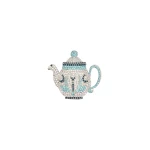 Max Mara Falla Rhinestone Brooch in Light Blue | Brooches & Pins | Luxury Shoes 