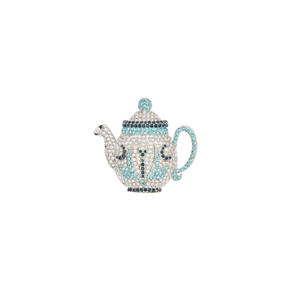 Max Mara Falla Rhinestone Brooch in Light Blue | Brooches & Pins | Luxury Shoes 