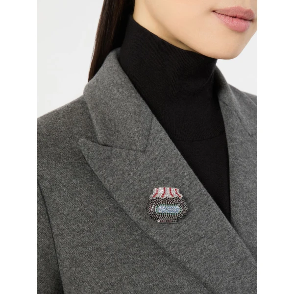 Max Mara Falla Rhinestone Brooch in Red | Brooches & Pins | Luxury Shoes 