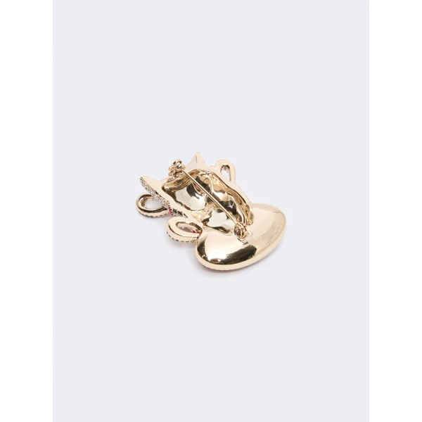 Max Mara Falla Rhinestone Brooch in Silver | Brooches & Pins | Luxury Shoes 