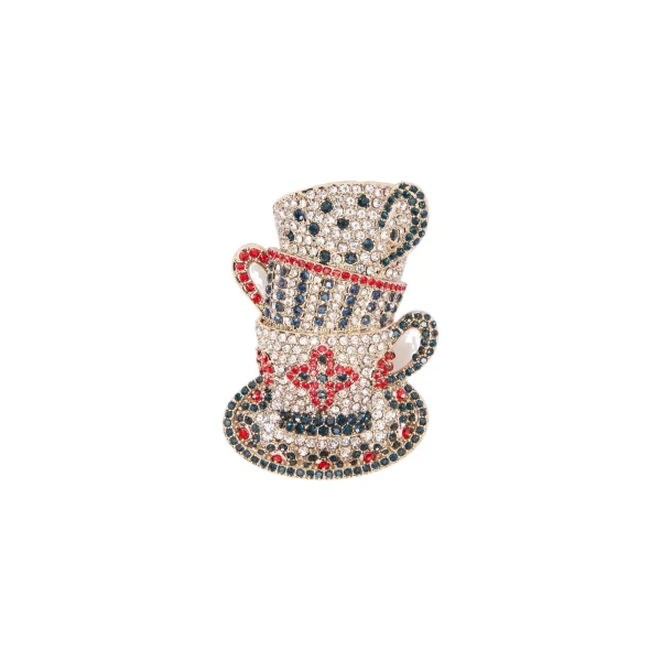 Max Mara Falla Rhinestone Brooch in Silver | Brooches & Pins | Luxury Shoes 