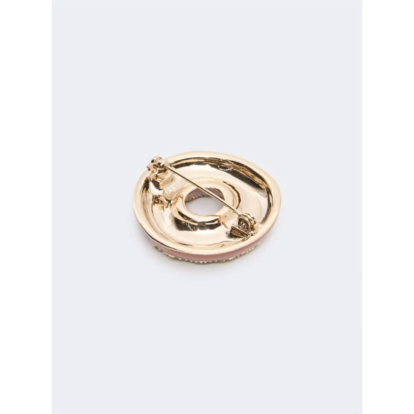 Max Mara Falla Rhinestone Brooch in Tobacco | Brooches & Pins | Luxury Shoes 
