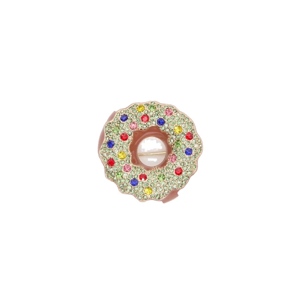 Max Mara Falla Rhinestone Brooch in Tobacco | Brooches & Pins | Luxury Shoes 