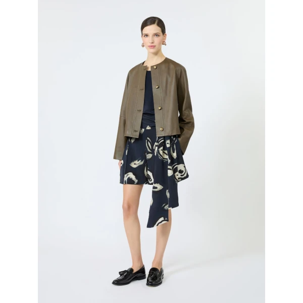 Max Mara Fanale Printed Silk Crepe de Chine Shorts in Ultramarine | Shorts | Luxury Shoes 