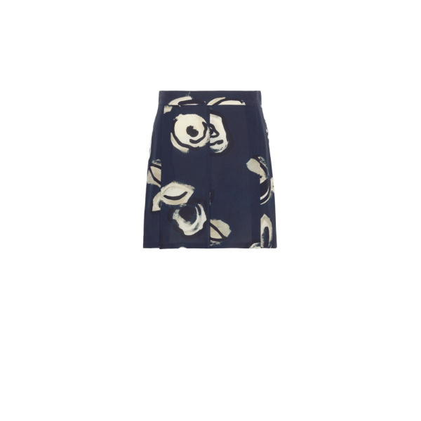Max Mara Fanale Printed Silk Crepe de Chine Shorts in Ultramarine | Shorts | Luxury Shoes 
