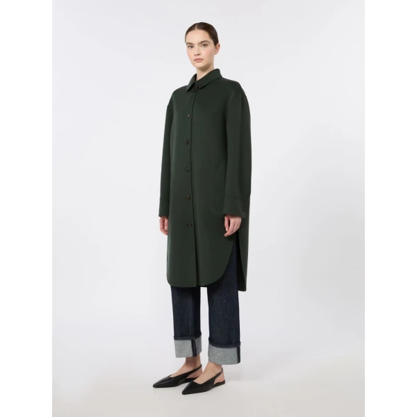 Max Mara Fante Wool Drap Midi Coat in Dark Green | Wool Coat | Luxury Shoes 