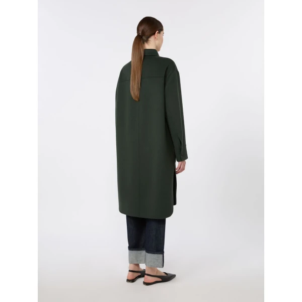 Max Mara Fante Wool Drap Midi Coat in Dark Green | Wool Coat | Luxury Shoes 