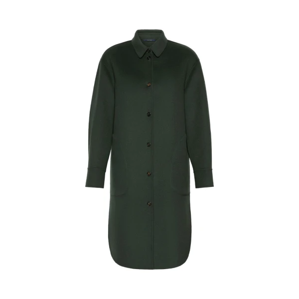 Max Mara Fante Wool Drap Midi Coat in Dark Green | Wool Coat | Luxury Shoes 