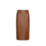 Max Mara Fantino Natural Nappa Leather Pencil Skirt in Tobacco | Leather Skirts | Luxury Shoes 
