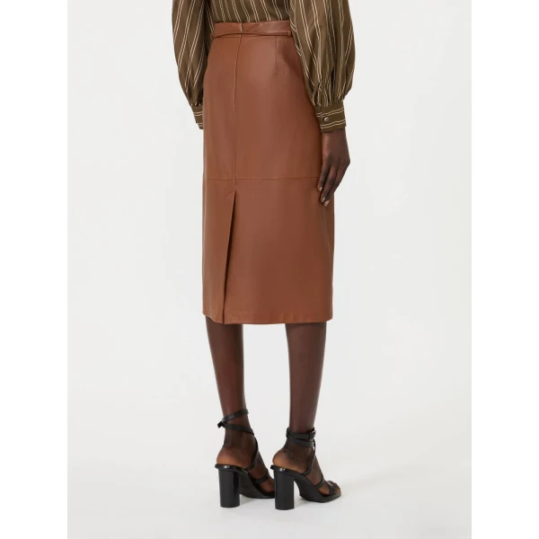 Max Mara Fantino Natural Nappa Leather Pencil Skirt in Tobacco | Leather Skirts | Luxury Shoes 