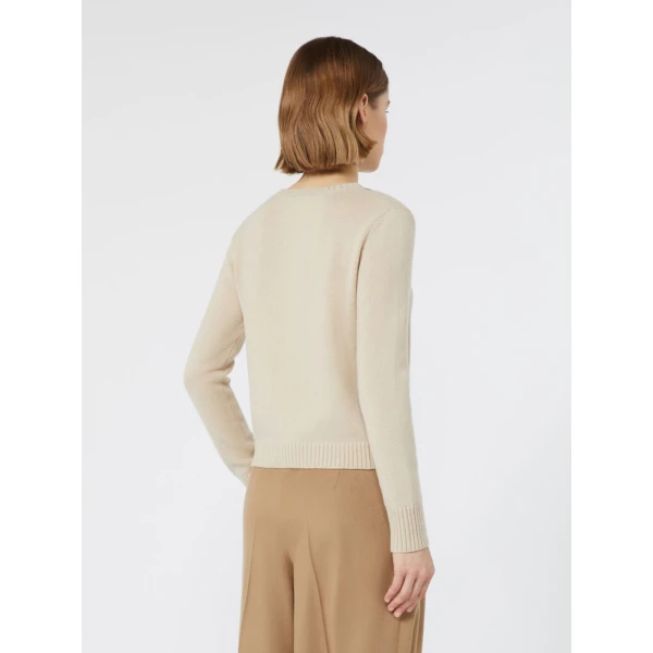 Max Mara Faraone Argyle Wool and Cashmere Sweater in Ecru | Sweaters | Luxury Shoes 