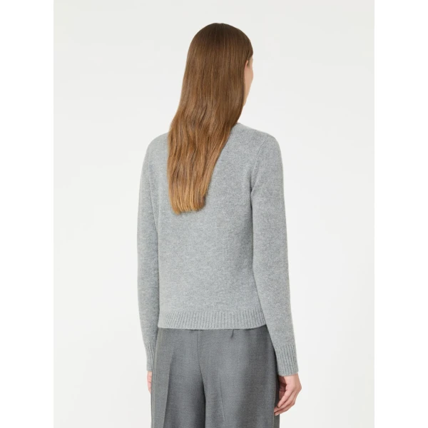Max Mara Faraone Argyle Wool and Cashmere Sweater in Light Grey | Sweaters | Luxury Shoes 