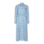 Max Mara Faraone Long Printed Silk Shirt Dress in Ocean Blue | Shirtdress | Luxury Shoes 