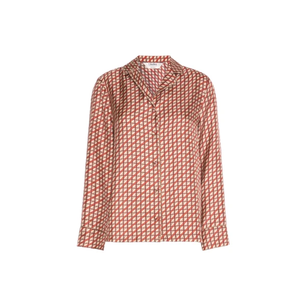 Max Mara Farnese Printed Silk Pyjama Shirt in Orange | Shirts | Luxury Shoes 