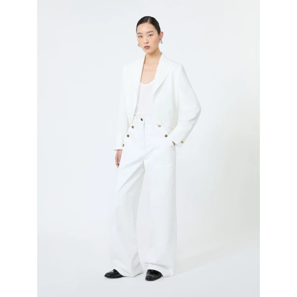 Max Mara Farnese Short Compact Cady Jacket in White | Blazers | Luxury Shoes 